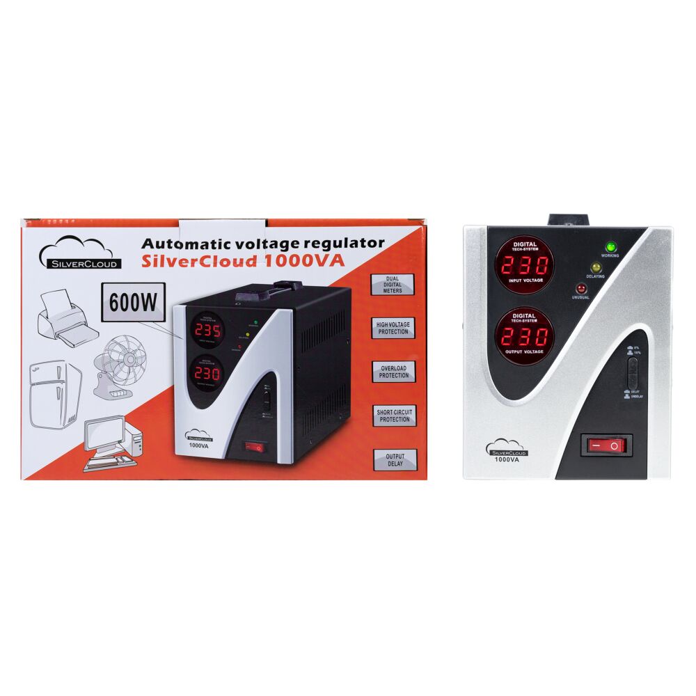 Stabilizator de tensiune SilverCloud 1000VA 600W 4.5A