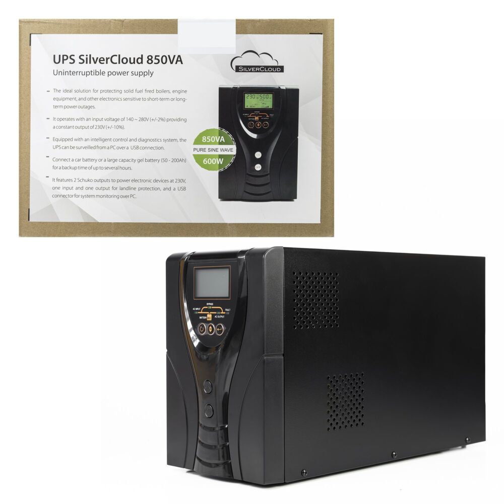 UPS SilverCloud 850VA cu ecran LCD sinusoida pura pentru centrale